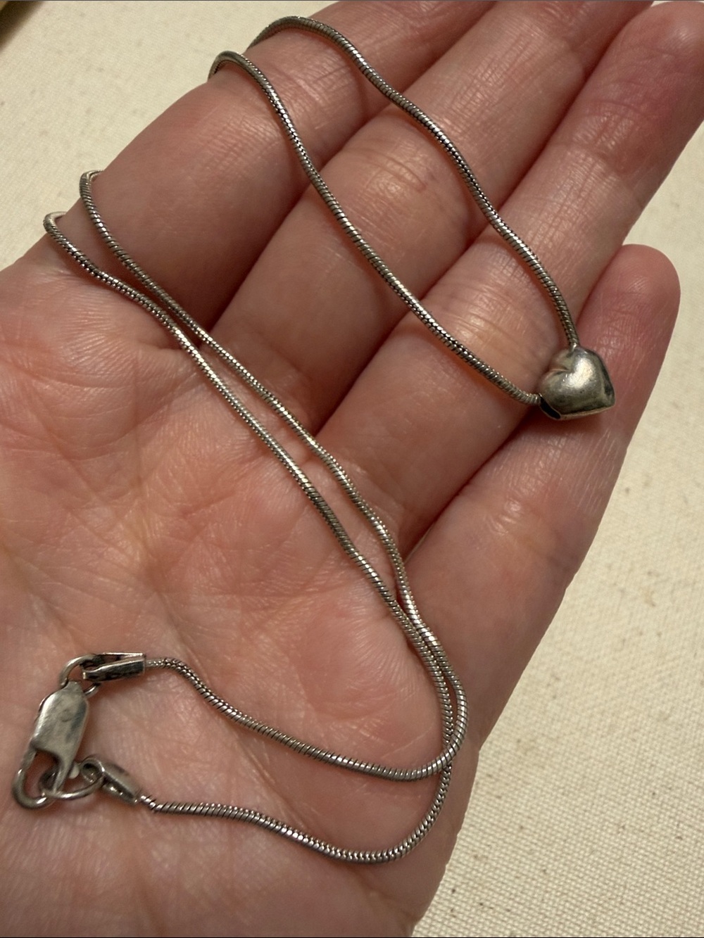 Sterling Silver 925 17’ inch Heart Pendant Necklace